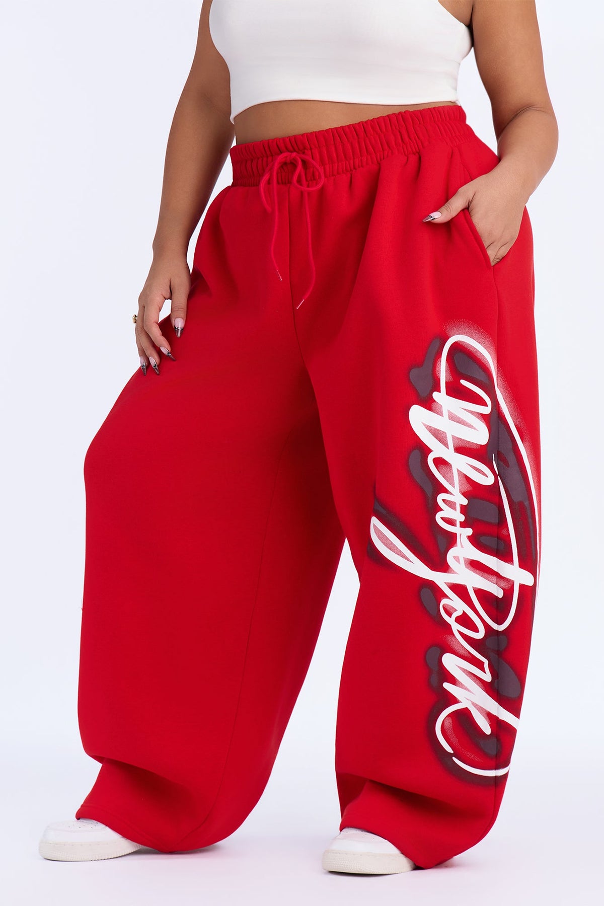 New York Airbrushed Barrel Sweatpants - Red