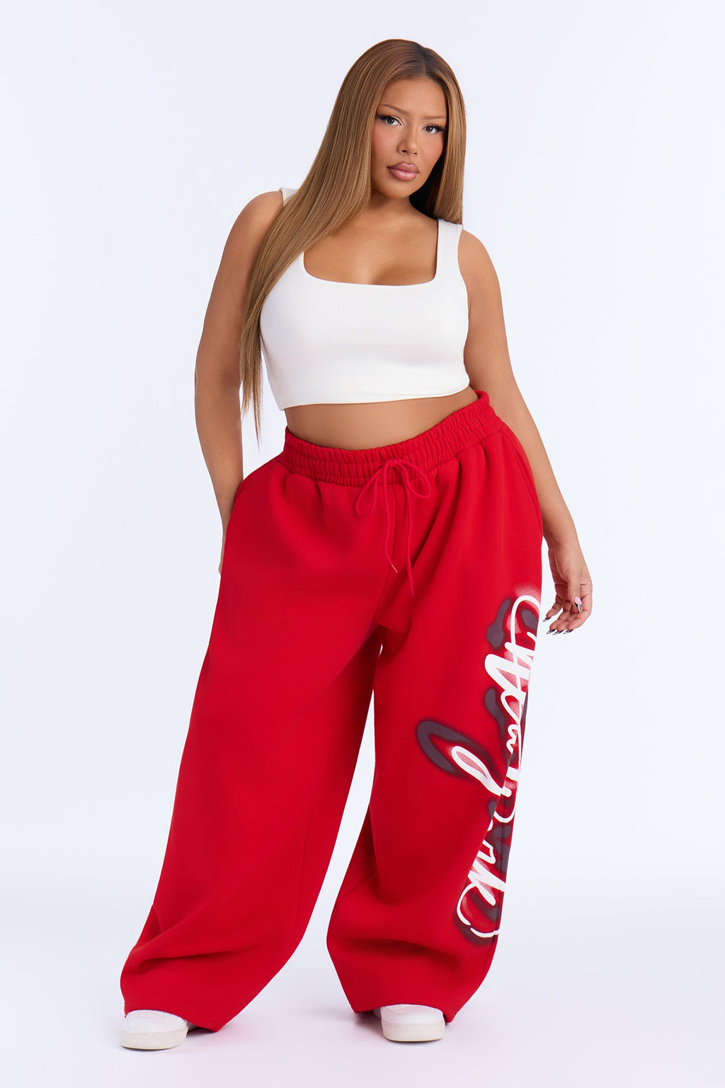 New York Airbrushed Barrel Sweatpants - Red