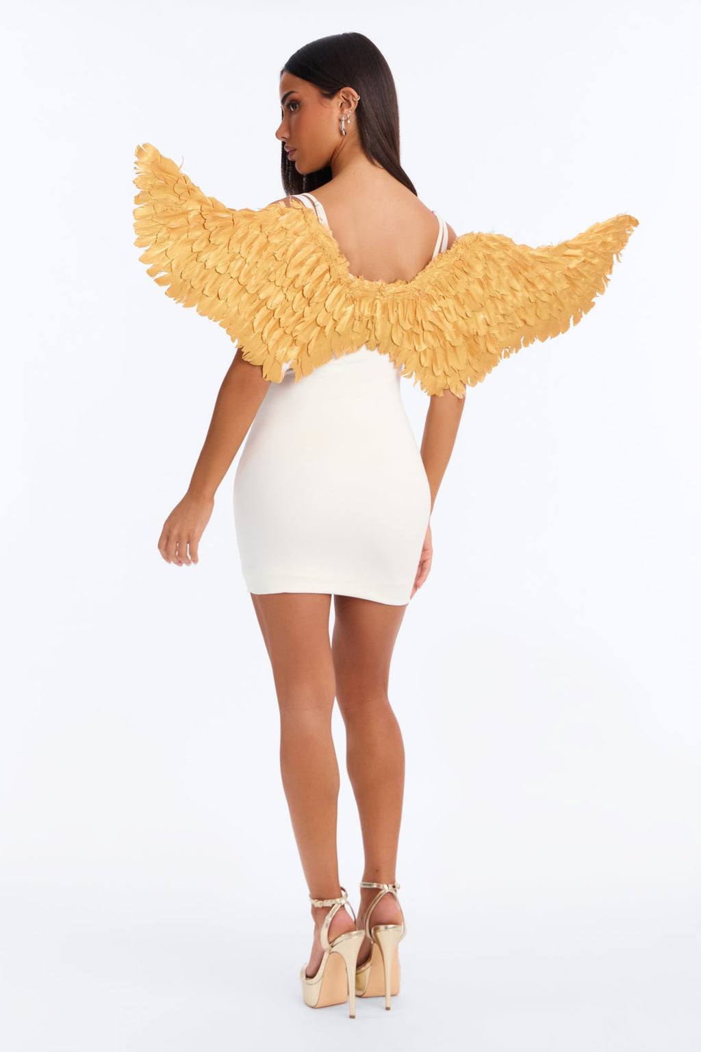 Seduction In Flight Angel Wings Halloween Costume - Gold