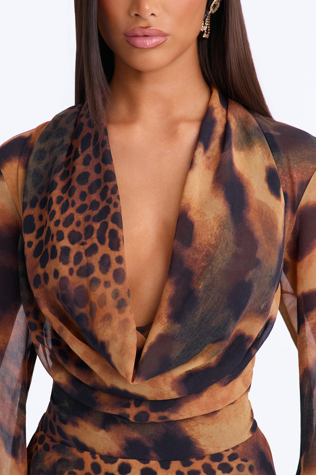 Over Your Head Chiffon Mini Dress - Brown/combo