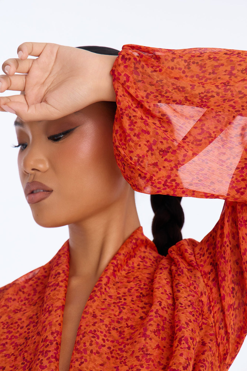 Over Your Head Chiffon Mini Dress - Rust/combo