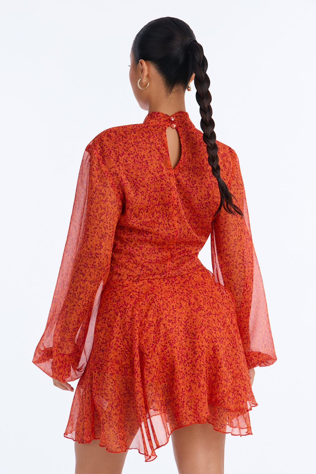 Over Your Head Chiffon Mini Dress - Rust/combo