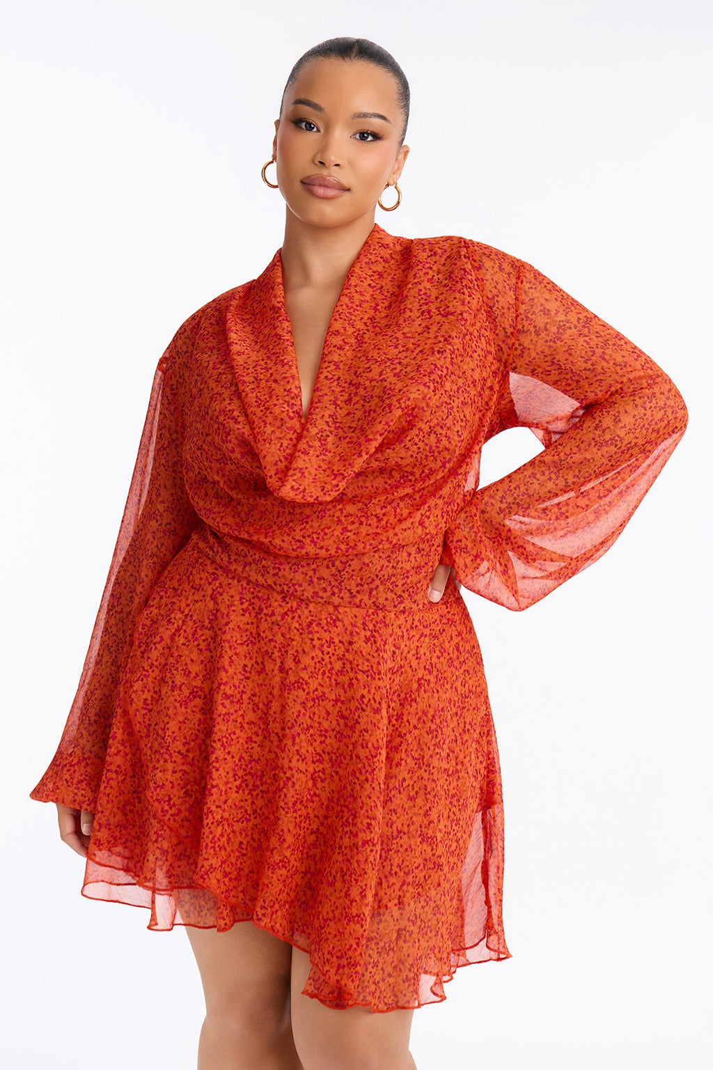 Over Your Head Chiffon Mini Dress - Rust/combo