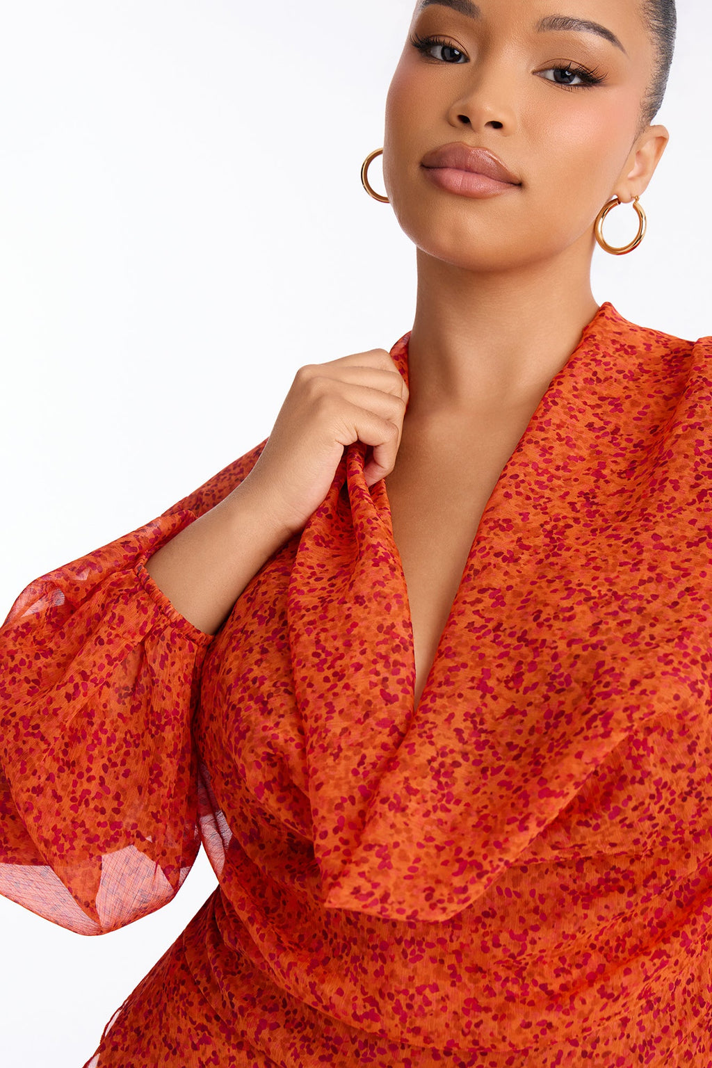Over Your Head Chiffon Mini Dress - Rust/combo