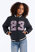 Mini Team Player Satin Bomber Jacket - Black