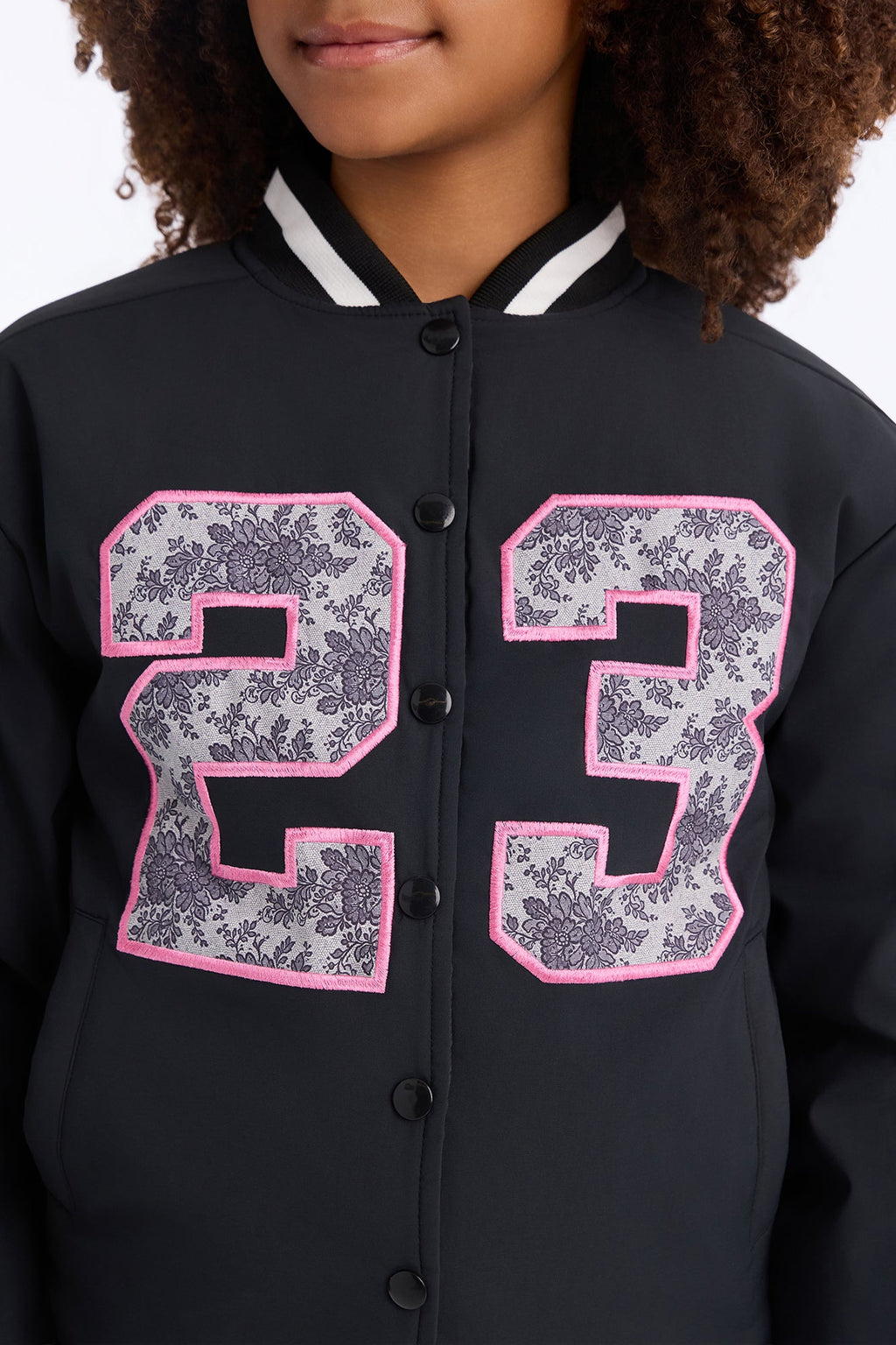 Mini Team Player Satin Bomber Jacket - Black