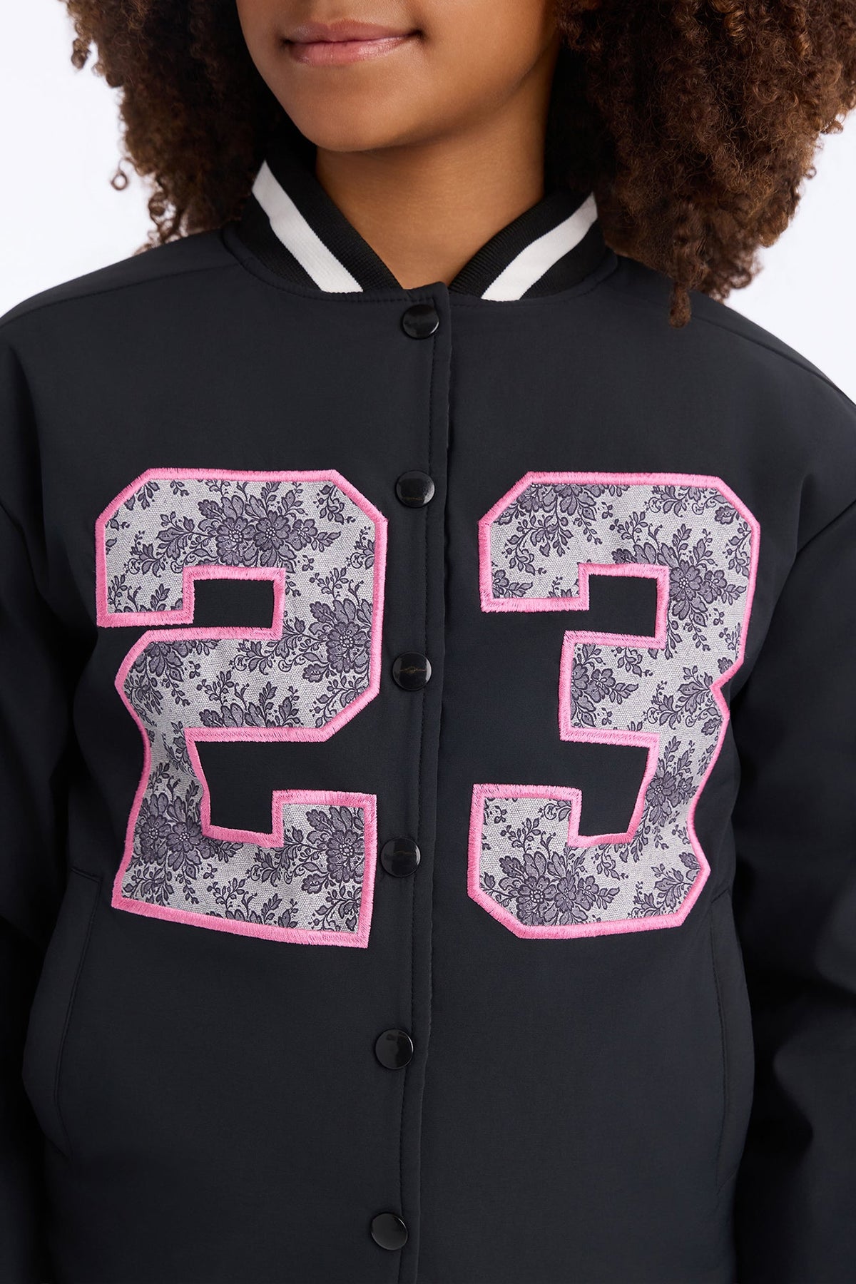 Mini Team Player Satin Bomber Jacket - Black