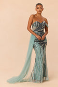 Ivana Strapless Sequin Embellished Gown - Green