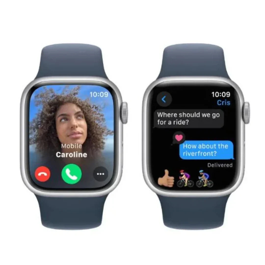 Apple Watch Series 9 GPS 41mm Aluminum Case with Storm Blue Sport Band (Small/Medium) - Silver - MR903LW/A
