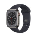 Apple Watch Series 8 GPS + Cell 45mm Graphite Stainless Steel Case w/ Midnight Sport Band - S/M - MNW13LL/A