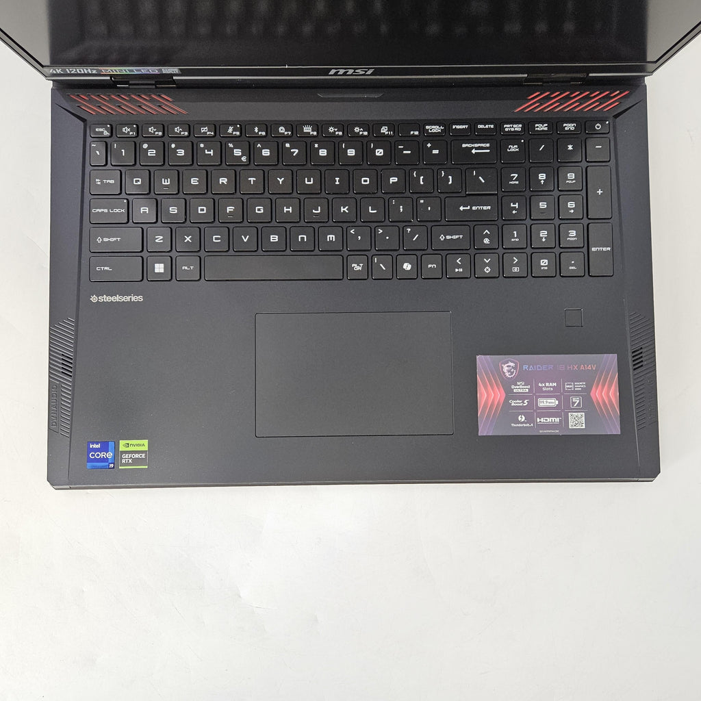MSI Raider 18 HX 18 Black 2.2 GHz Intel Core i9 14th Gen. 16GB RAM 2TB Solid State Drive NVIDIA GeForce RTX 4080 12 GB