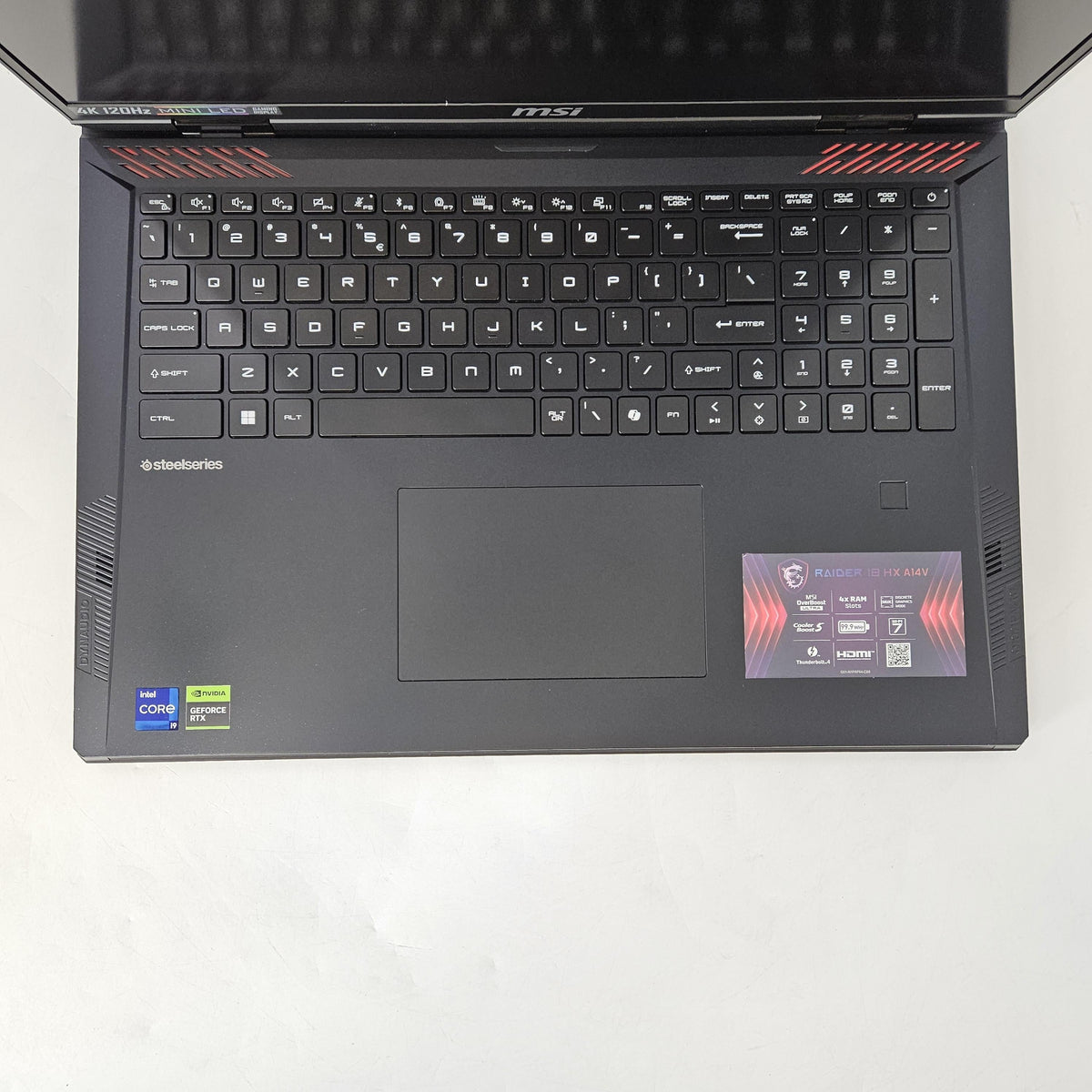 MSI Raider 18 HX 18 Black 2.2 GHz Intel Core i9 14th Gen. 16GB RAM 2TB Solid State Drive NVIDIA GeForce RTX 4080 12 GB