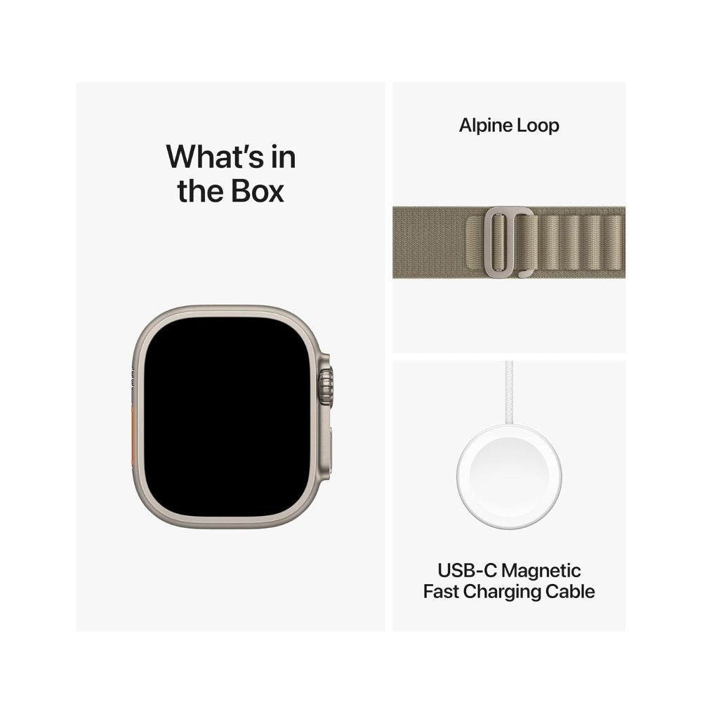 Apple Watch Ultra 2 GP + Cellular 49mm Titanium Case with Olive Alpine Loop Band - (M) - MREY3LW/A