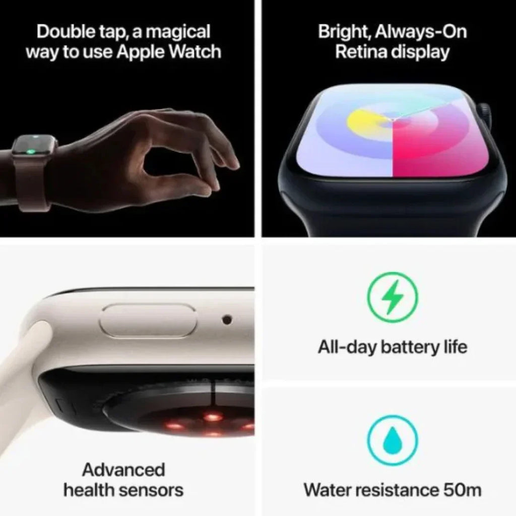 Apple Watch Series 9 GPS 41mm Aluminum Case with Storm Blue Sport Band (Small/Medium) - Silver - MR903LW/A