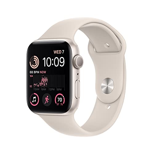 Apple Watch SE 2nd Generation (GPS) 44mm Starlight Aluminum Case with Starlight Sport Band - S/M - MRE43LL/A