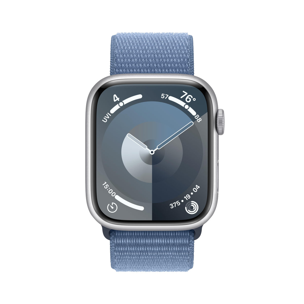 Apple Watch Series 9 (GPS) 45mm Silver Aluminum Case w/ Winter Blue Sport Loop - No Blood Oxygen