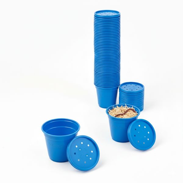 Bait Cups with Vented Lids Fabri-Kal Blue