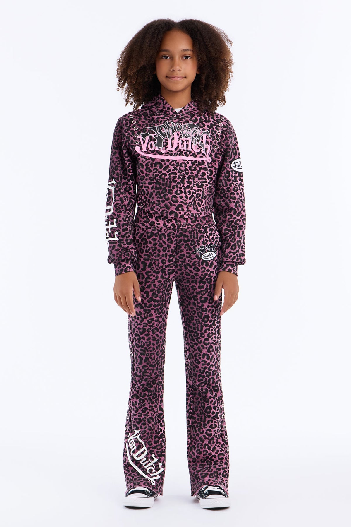 Mini Von Dutch Embroidered Patch Leopard Sweatshirt - Wine