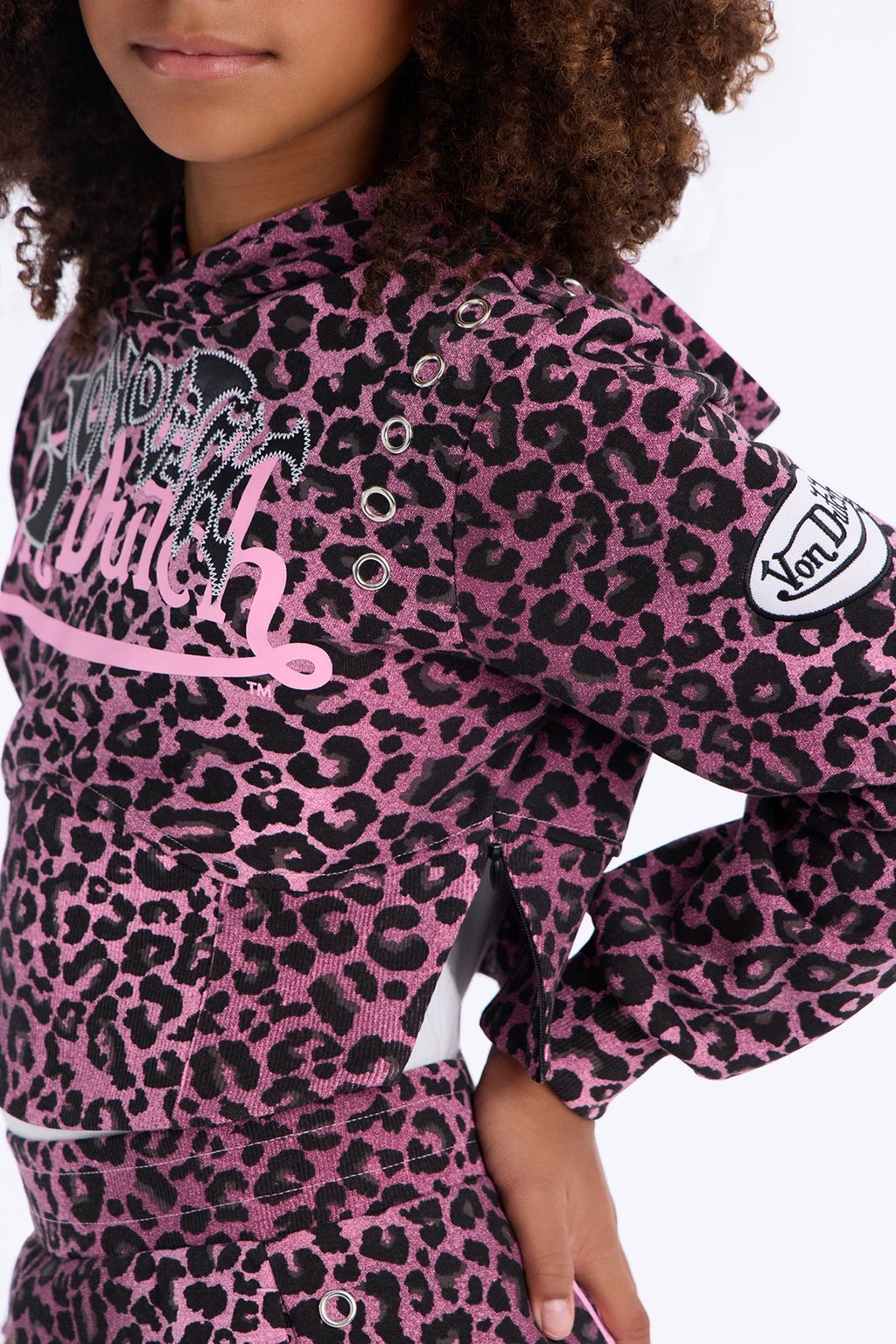 Mini Von Dutch Embroidered Patch Leopard Sweatshirt - Wine
