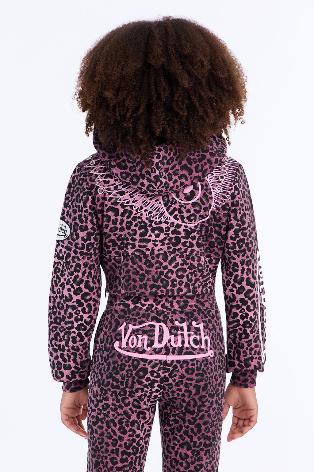 Mini Von Dutch Embroidered Patch Leopard Sweatshirt - Wine