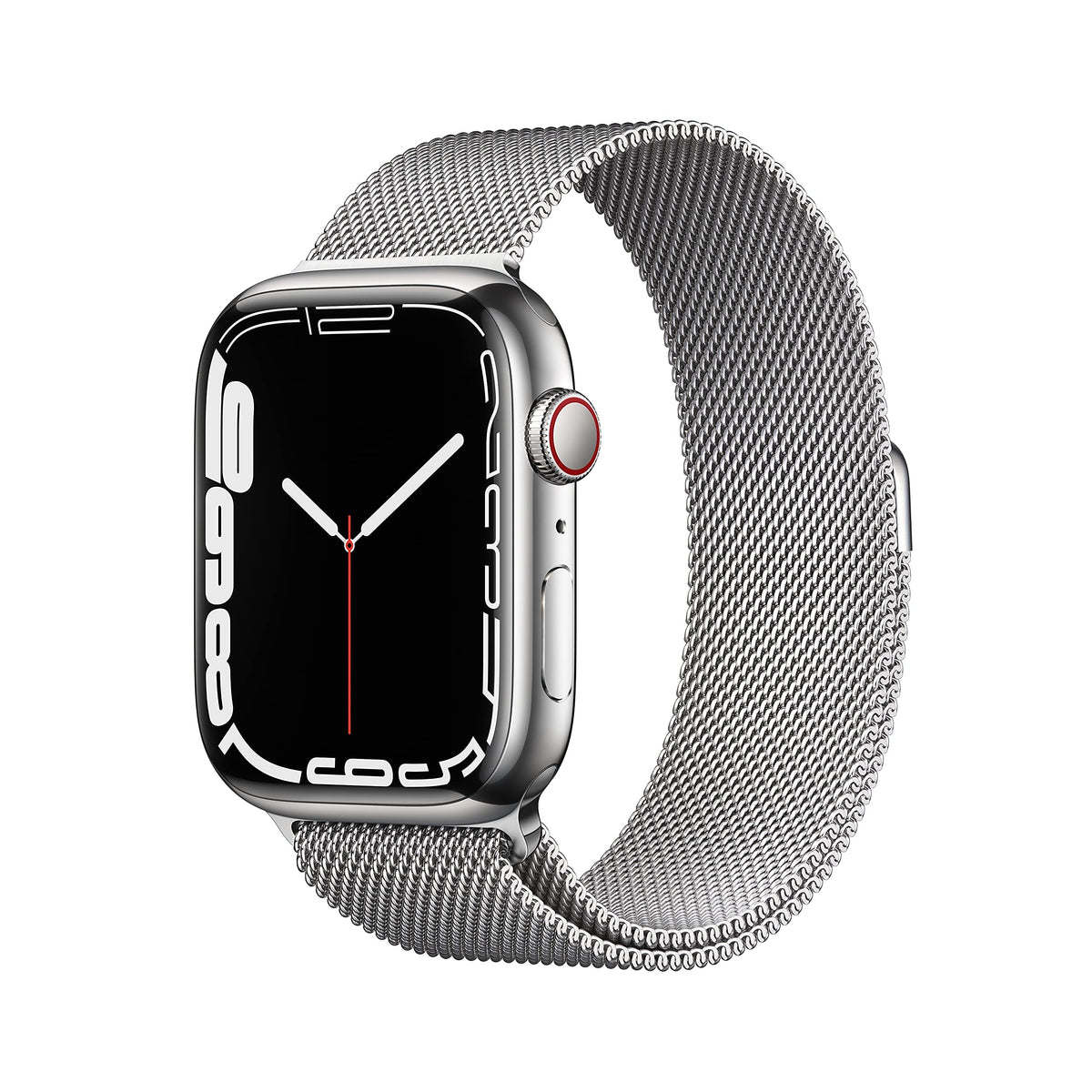 Apple Watch Series 7 GPS CEL - 45mm Silver Stainless Steel Silver Milanese Loop - MKJE3LL/A