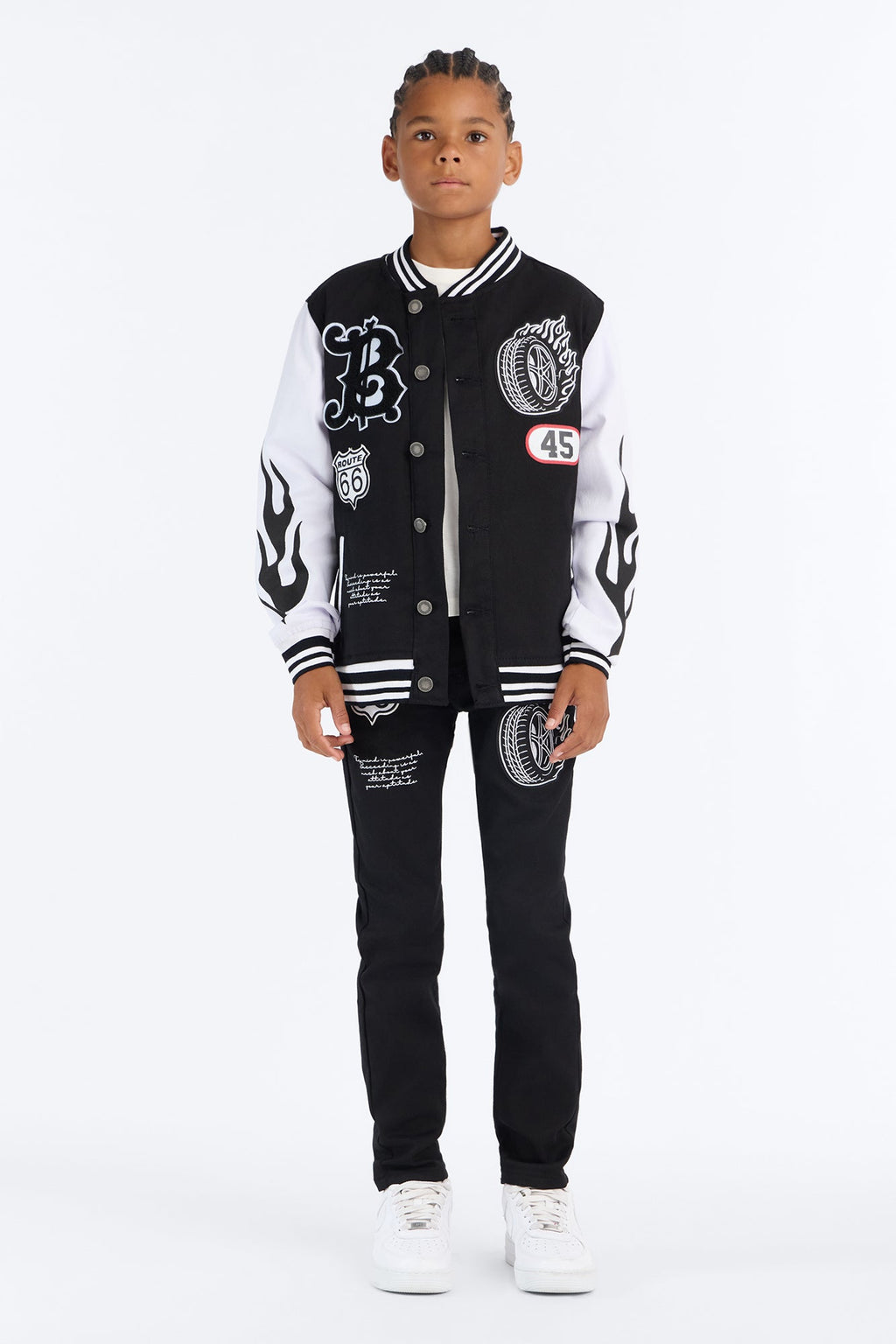 Mini Going Places Denim Jacket - Black/White