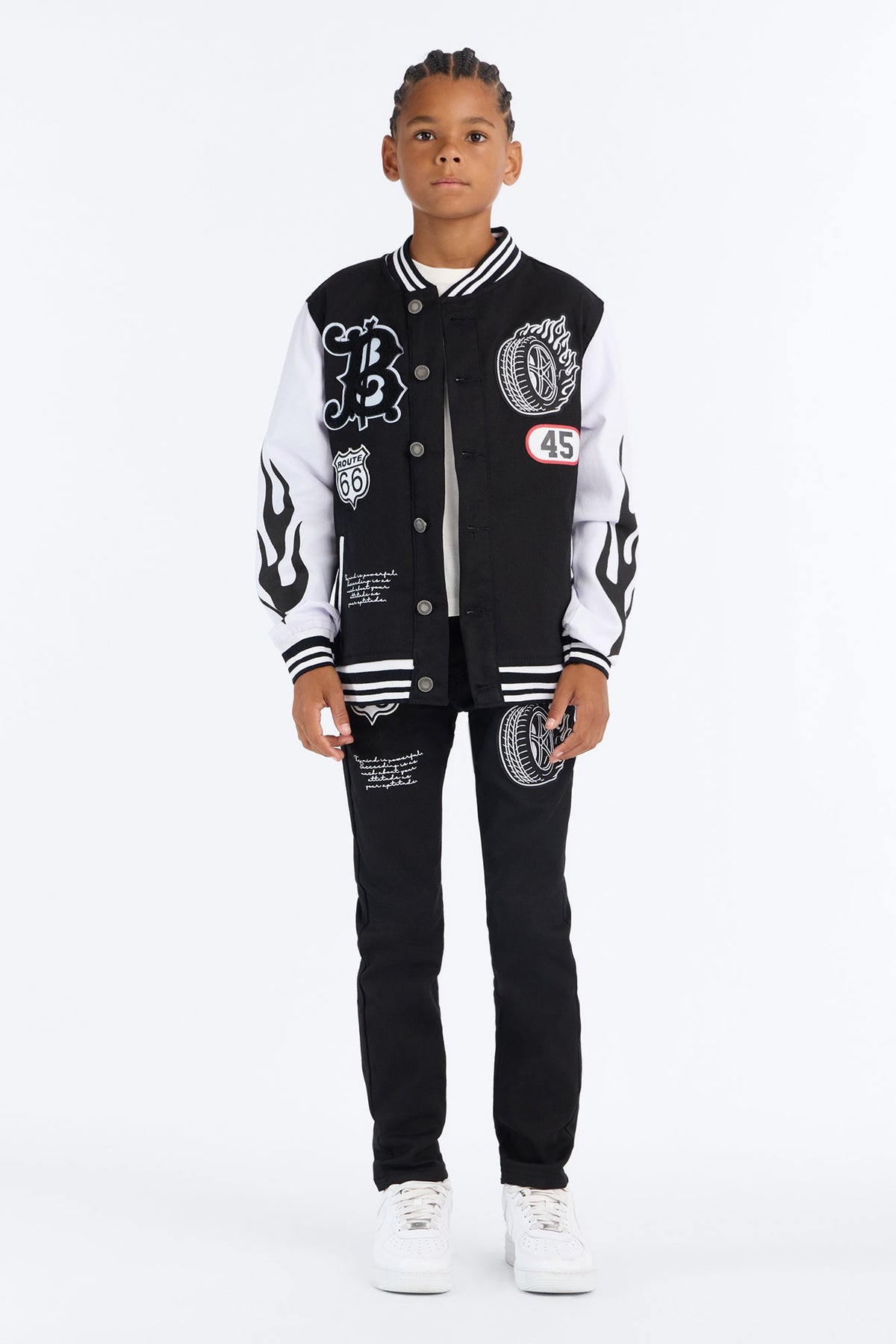Mini Going Places Denim Jacket - Black/White