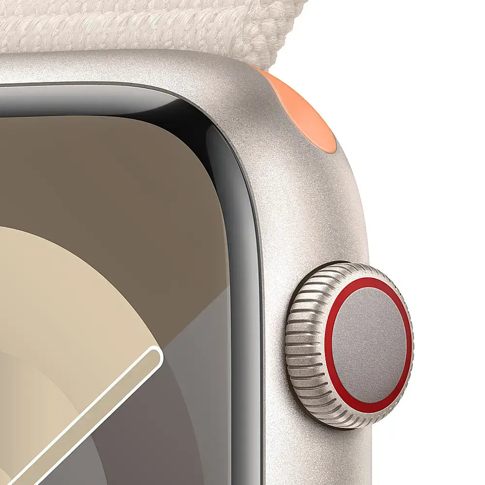 Apple Watch Series 9 (GPS + Cellular) 45mm Aluminum Case w/ Starlight Sport Loop - Adj - Starlight