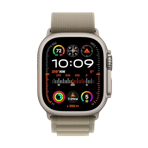 Apple Watch Ultra 2 (GPS + Cellular) 49mm Titanium Case with Olive Alpine Loop with Blood Oxygen - S - MREX3LL/A
