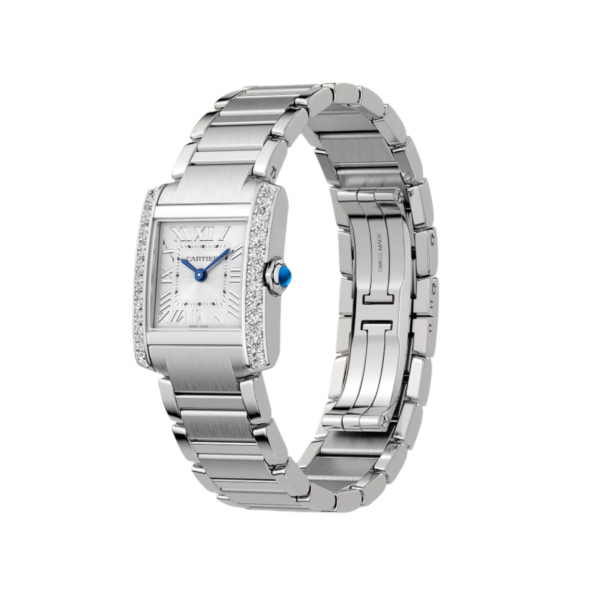 Cartier Tank Française Watch, Small Model, Quartz Movement, Steel, Diamonds