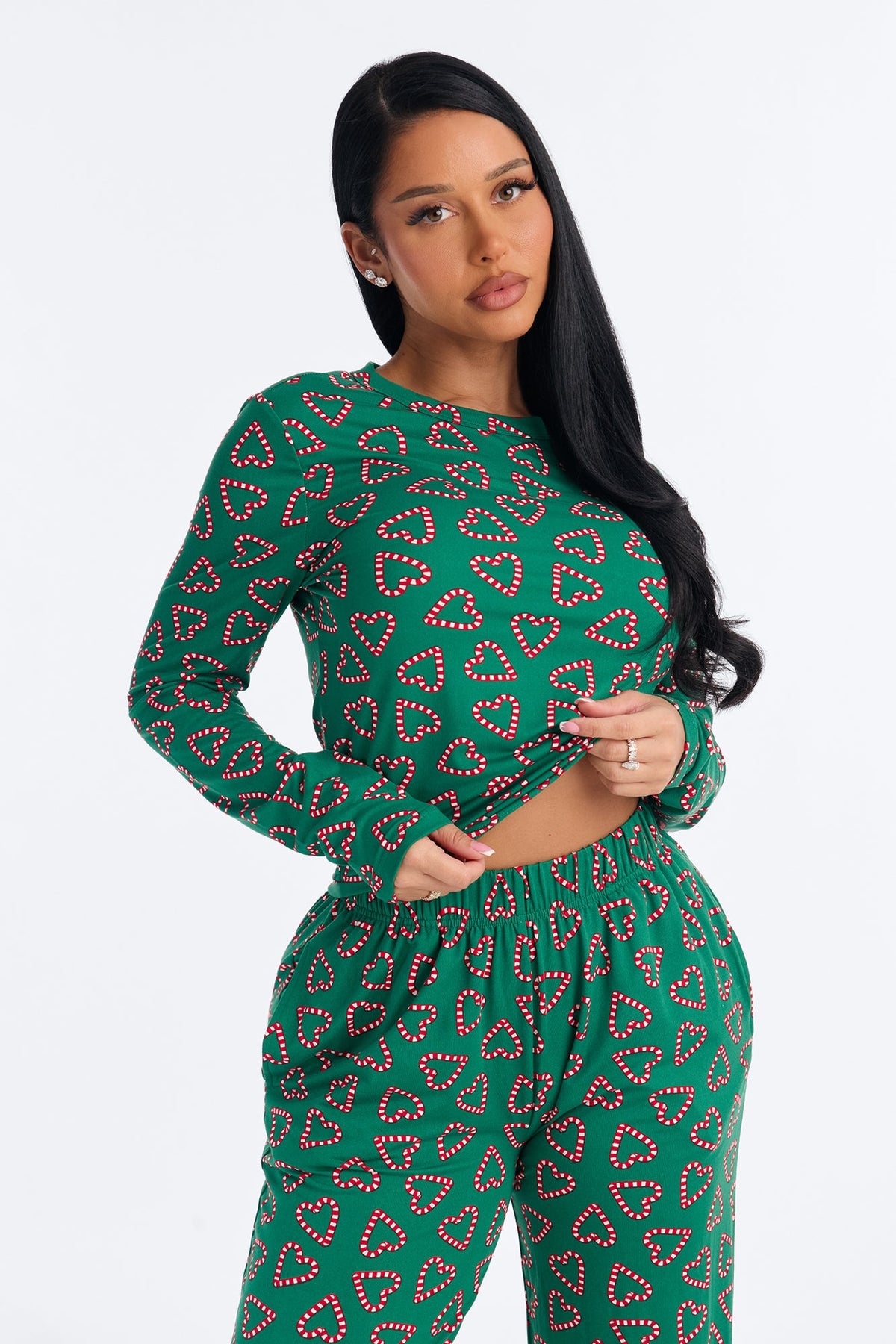 Heart You Wide Leg PJ Pant Set - Green