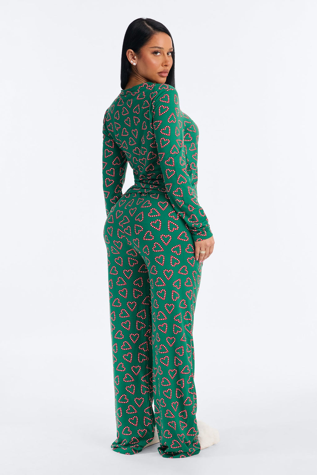 Heart You Wide Leg PJ Pant Set - Green