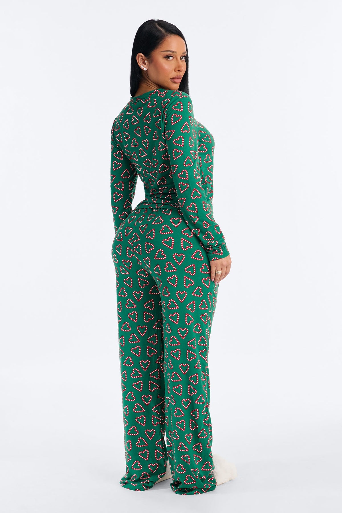 Heart You Wide Leg PJ Pant Set - Green
