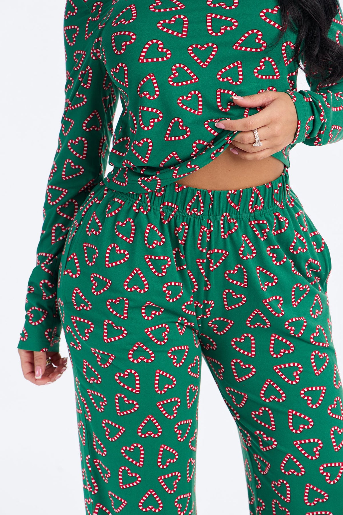 Heart You Wide Leg PJ Pant Set - Green