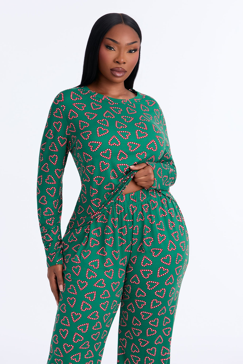 Heart You Wide Leg PJ Pant Set - Green