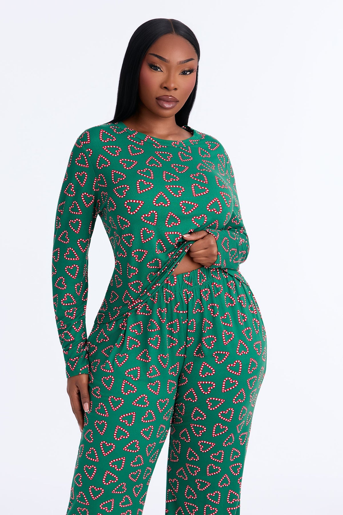 Heart You Wide Leg PJ Pant Set - Green