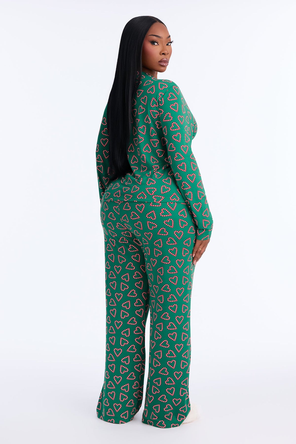Heart You Wide Leg PJ Pant Set - Green