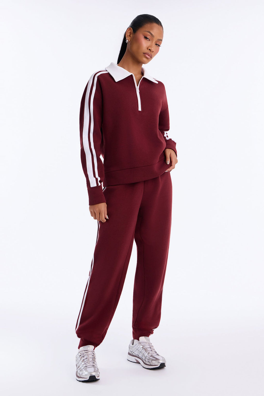 Out And About Fleece Pant Set - Wine