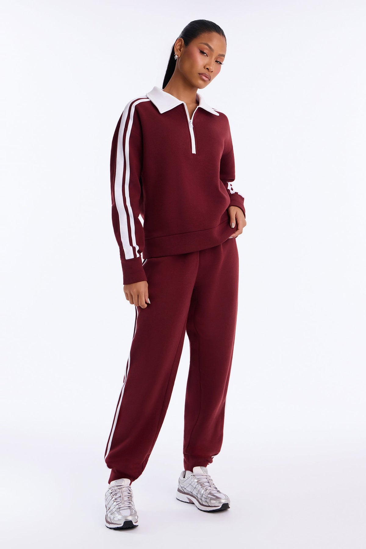 Out And About Fleece Pant Set - Wine