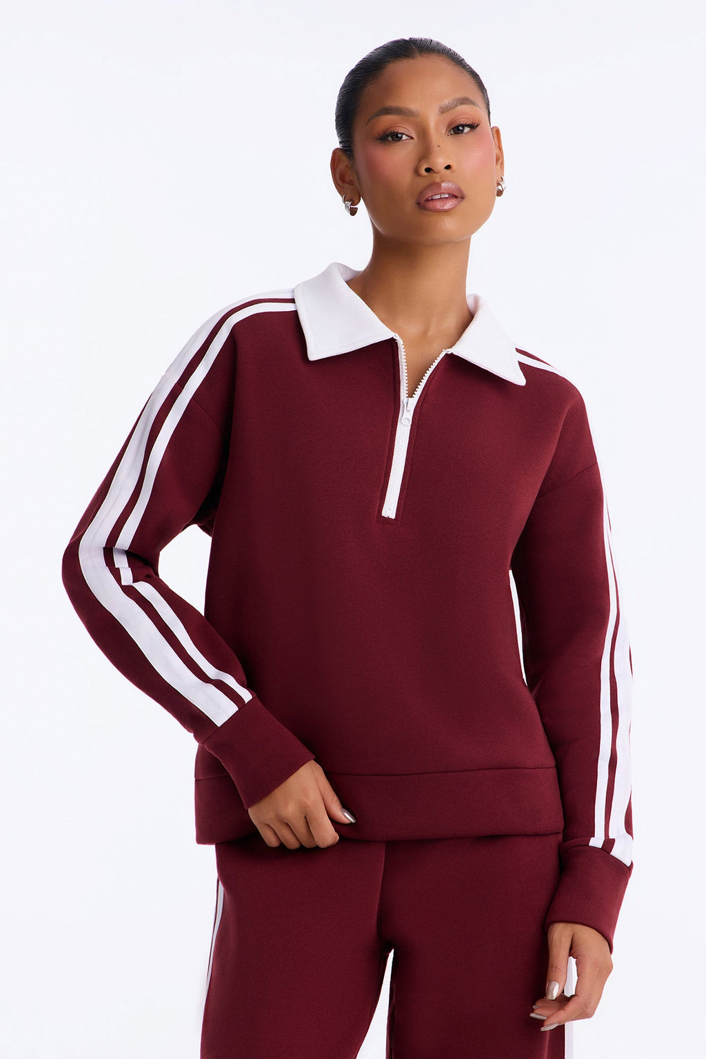 Out And About Fleece Pant Set - Wine