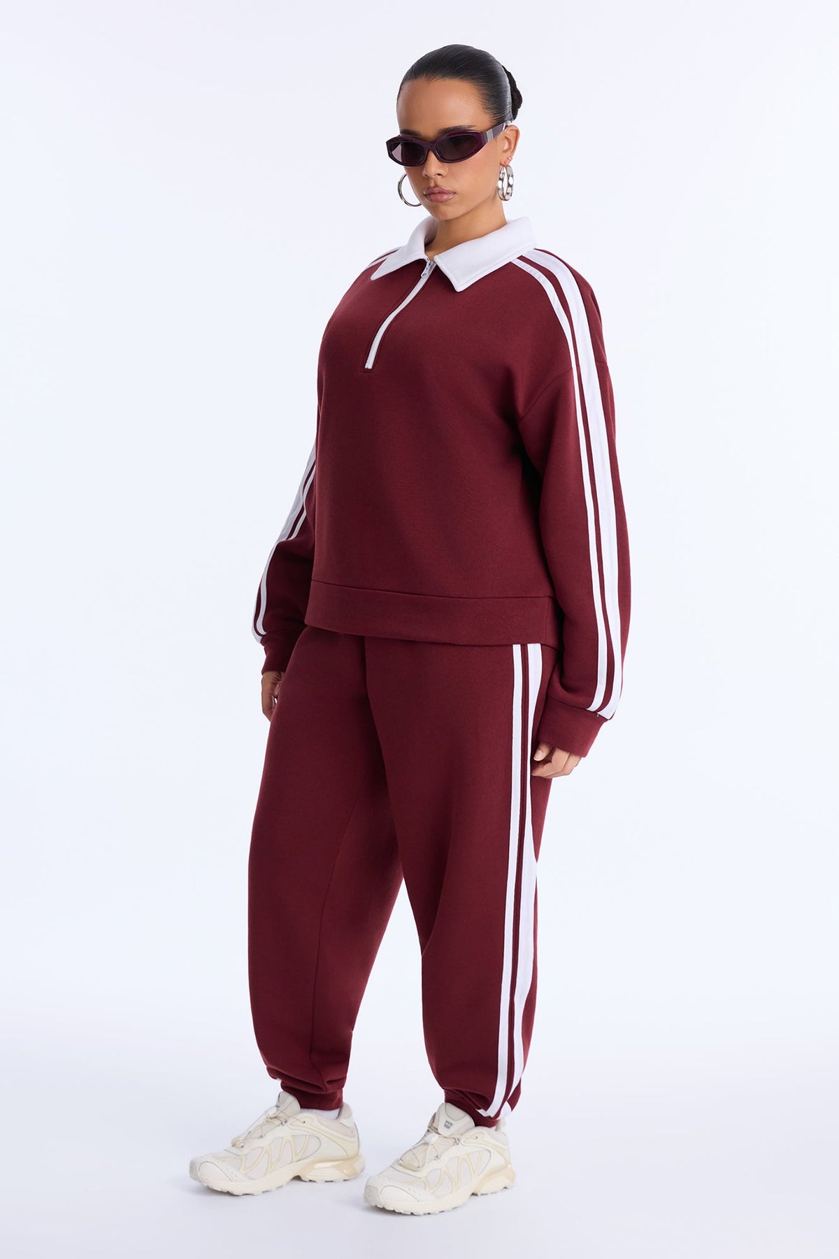 Out And About Fleece Pant Set - Wine