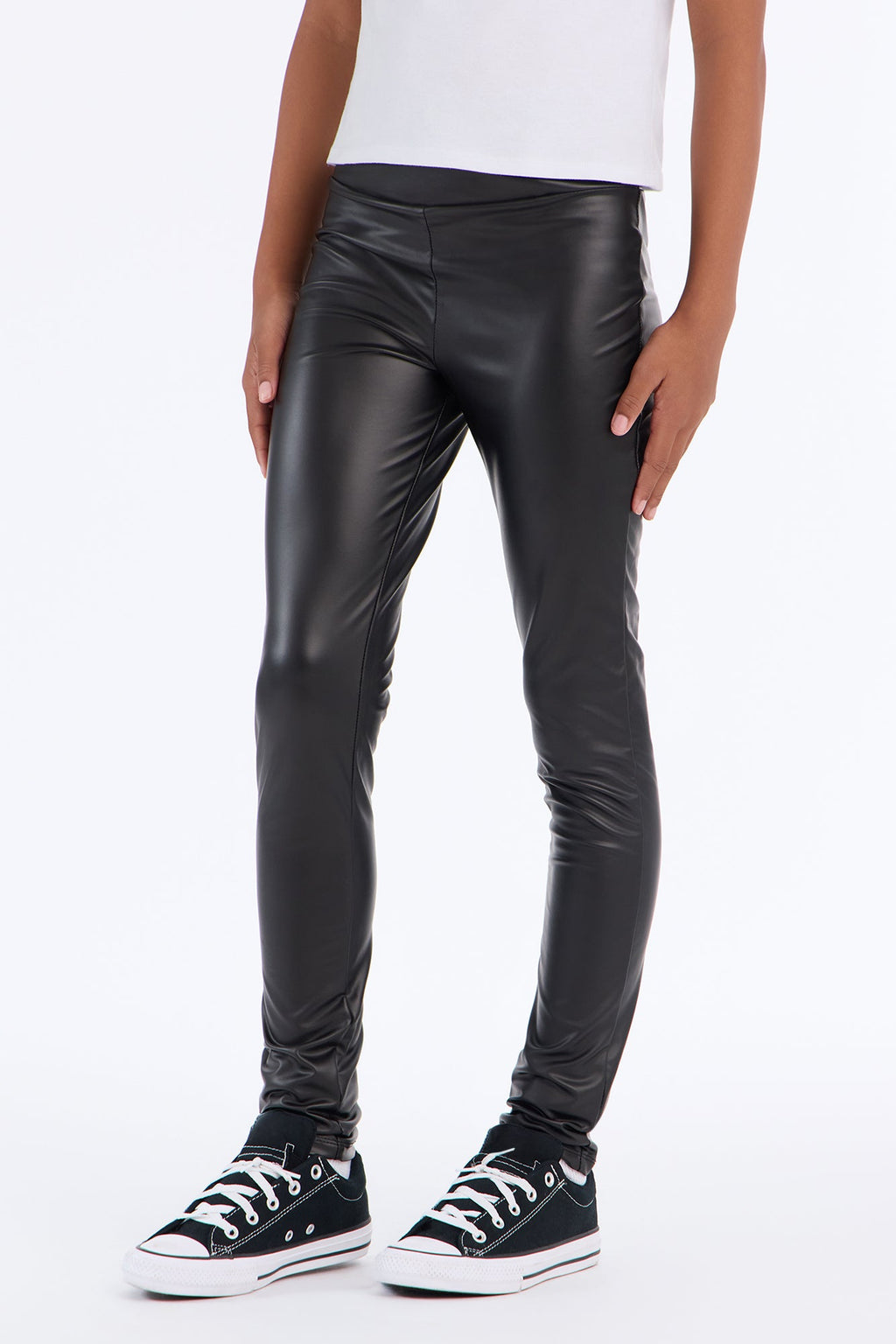 Mini Always Around Faux Leather Legging - Black