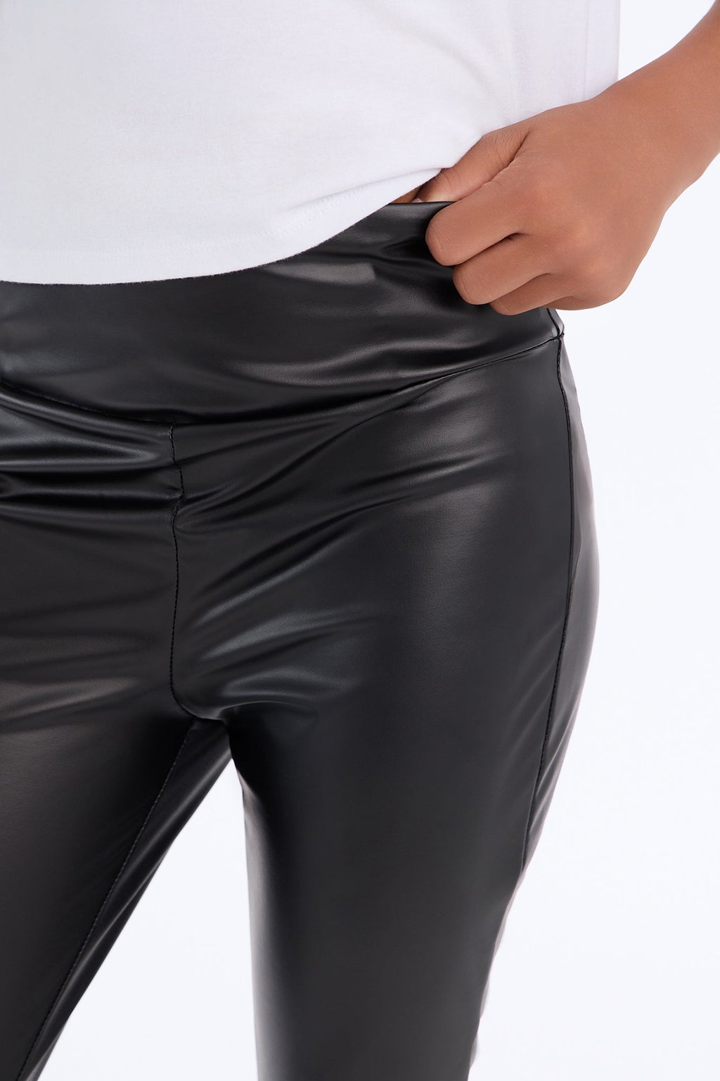 Mini Always Around Faux Leather Legging - Black