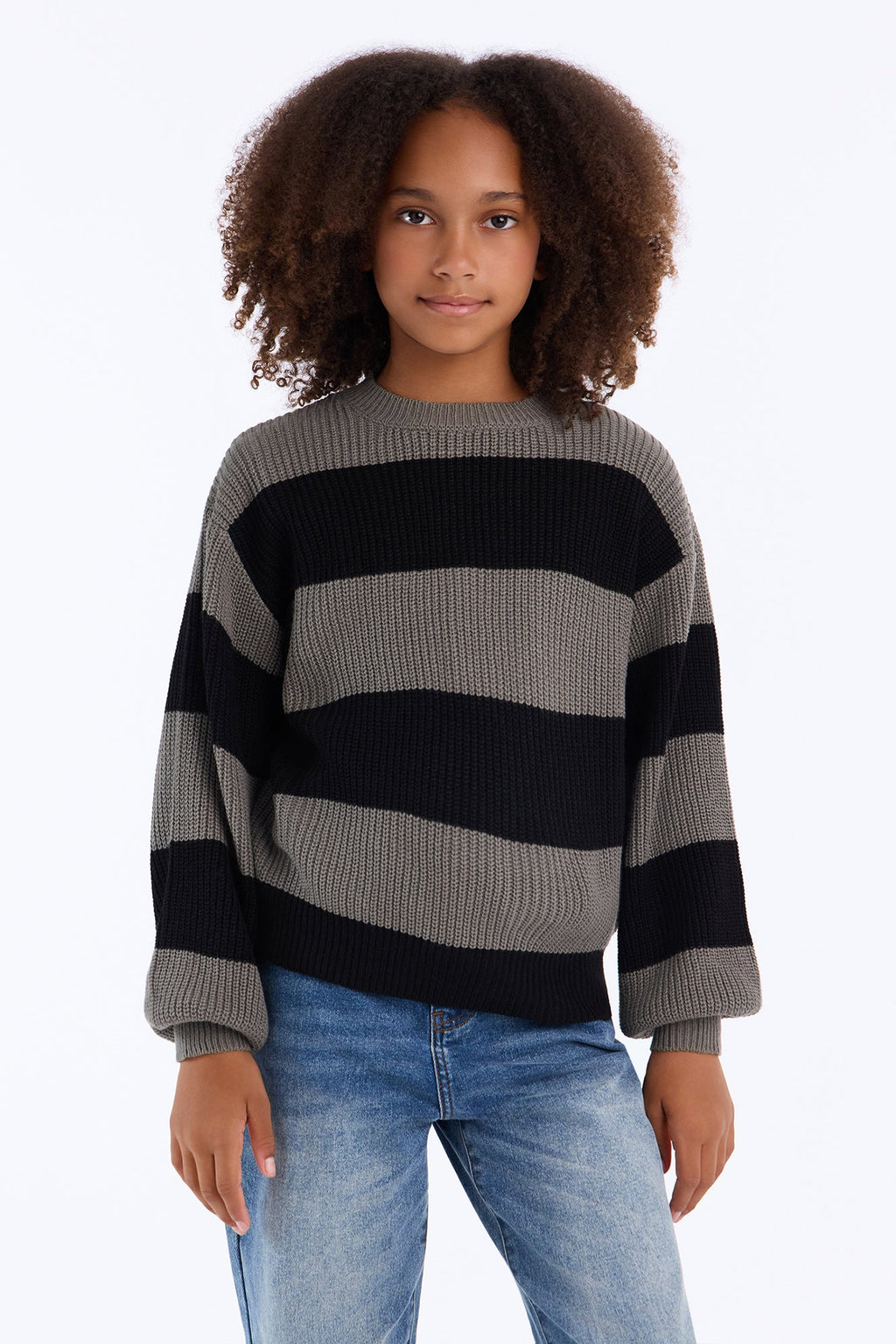 Mini Autumn Dreams Striped Sweater II - Grey/Black