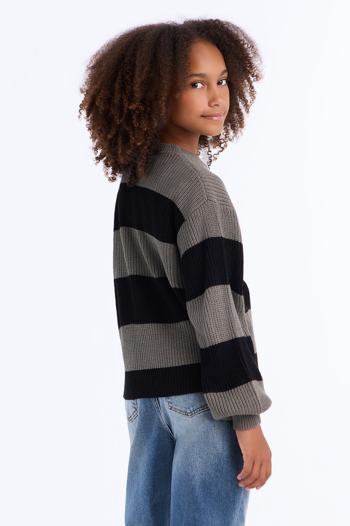 Mini Autumn Dreams Striped Sweater II - Grey/Black