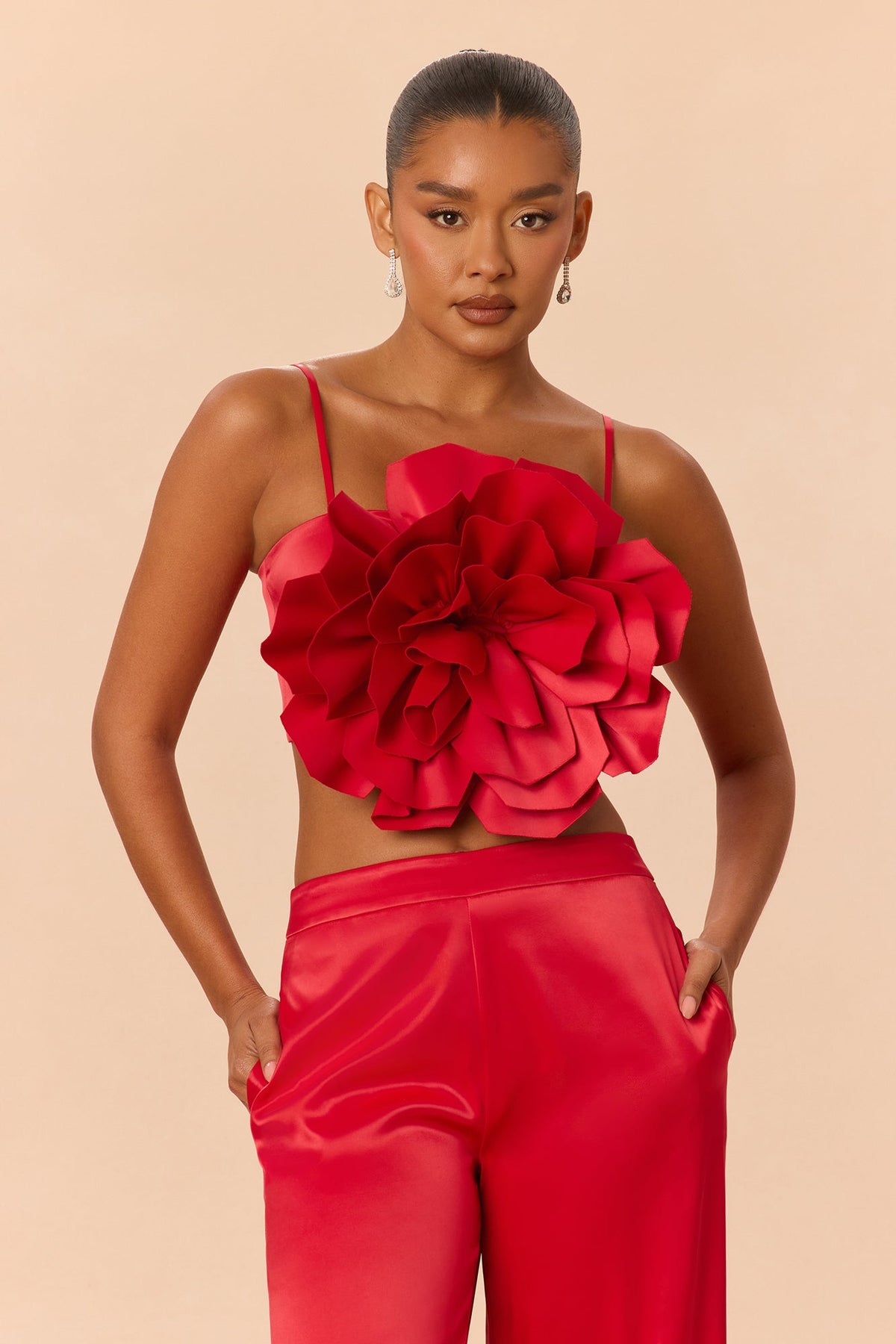 Rosalia Flower Pant Set - Red