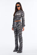 Von Dutch Camo Blur Flare Sweatpants - Charcoal