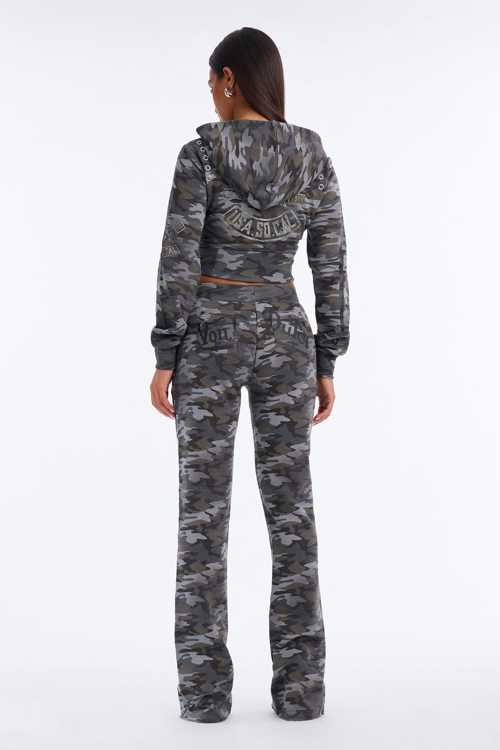 Von Dutch Camo Blur Flare Sweatpants - Charcoal