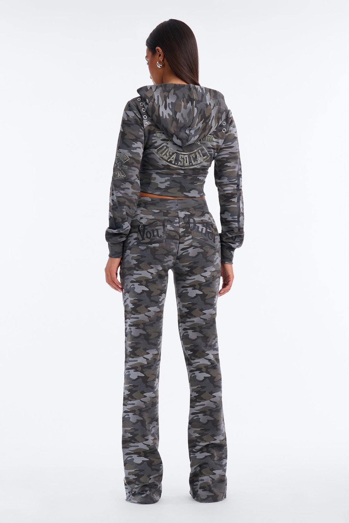 Von Dutch Camo Blur Flare Sweatpants - Charcoal