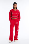 Von Dutch Script Contrast Stitch Sweatpants - Red